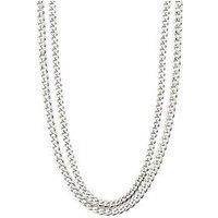 Pilgrim Blossom Curb Chain Necklace 2-In-1 Silver-Plated