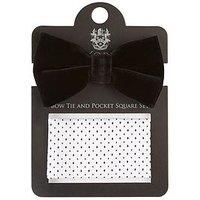 Skopes Velvet Bow Tie And Pocket Square Set - Black