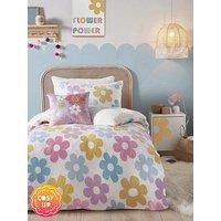 Bedlam Retro Floral Pink Plush Fleece Duvet Cover Set