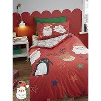 Bedlam Ho Ho Ho Single Christmas Duvet Cover Set - Red