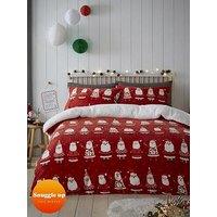 Bedlam Jolly Santa Sherpa Fleece Duvet Cover Set - Red