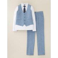 Eve And Milo Boys Trouser, Waistcoat, Long Sleeve Shirt And Tie Set - Blue