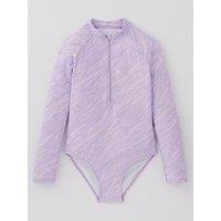 V By Very Girls Marble Print Long Sleeve Sunsafe Swimsuit - Multi