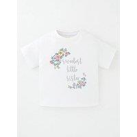 Mini V By Very Girls Short Sleeve Sweetest Little Sister T-Shirt - White