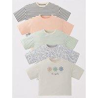 V By Very Girls 5 Pack Graphic And Stripe T-Shirt - Multi