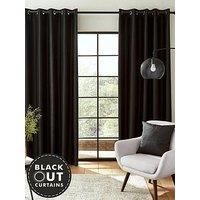 Catherine Lansfield Faux Silk Blackout Eyelet Curtains