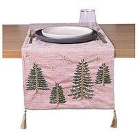 Very Home Hand Embroidered Christmas & Table Runner - Pink