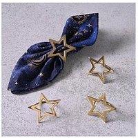 Very Home Celestial Set Of 4 Christmas Star Napkin Rings - Gold