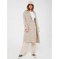 Vila Jay Boucle Structured Double Breasted Coat - Beige