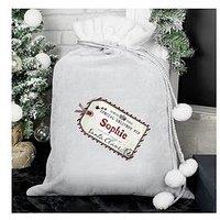 The Personalised Memento Company Personalised Christmas Tag Grey Sack