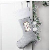 The Personalised Memento Company Personalised Christmas Tag Grey Stocking