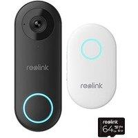 Reolink 5Mp Video Doorbell Camera, 2.4/5 Ghz Wi-Fi, Person/Vehicle Detection, 2-Way Audio, 180&Deg; Wide View D340W+64Gb Sd Card