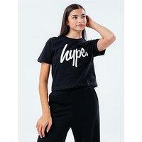 Hype Girls Core Black Script Crop T-Shirt - Black