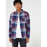 Brave Soul Long Sleeve Brushed Check Shirt- Red Check