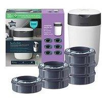 Tommee Tippee Twist & Click Nappy Disposal Bin & 6 Refills Set