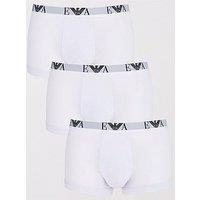 Emporio Armani Bodywear Three Pack Eva Waistband Stretch Cotton Trunks - White
