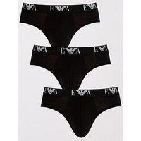 Emporio Armani Bodywear Three Pack Eva Waistband Stretch Cotton Briefs - Black