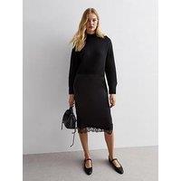 New Look Black 2 In 1 Satin Skirt Mini Jumper Dress