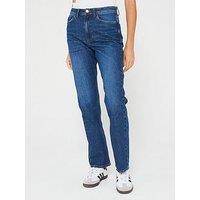 V By Very Full Length Straight Leg Jeans - Dark Wash Blue