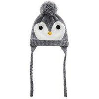 Mango Younger Boys Penguin Knitted Hat - Grey