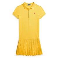 Ralph Lauren Girls Polo Dress - Chrome Yellow W/ Bright Pink