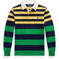 Ralph Lauren Boys Stripe Long Sleeve Rugby Top - Chrome Yellow Multi