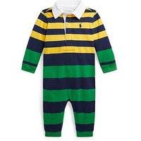 Ralph Lauren Baby Boys Stripe Rugby Coverall - Chrome Yellow Multi