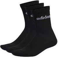 Adidas Sportswear Unisex 3 Pack Cushioned Linear Crew Socks - Black