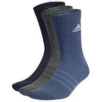 Adidas Sportswear Unisex 3 Pack Cushioned Crew Socks - Blue Multi