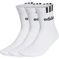 Adidas Sportswear Unisex 3 Pack Cushioned 3 Stripe Linear Socks - White