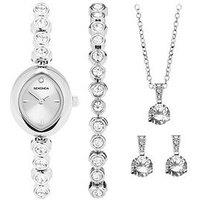 Sekonda Womens Silver Alloy Bracelet With Silver Dial Analogue Watch And Matching Pendant And Earrings Gift Set