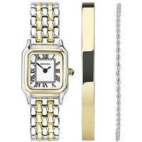 Sekonda Womens Monica Two Tone Bracelet With White Dial Analogue Watch And Matching Gold Bangle And Silver Bracelet Gift Set