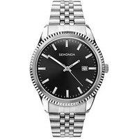 Sekonda Mens Classic King Silver Stainless Steel Bracelet With Black Dial Analogue Watch