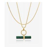 Rachel Jackson Malachite T-Bar And Choker Chain Layered Necklace Set