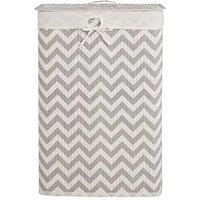 Premier Housewares Kankyo White And Grey Chevron Laundry Hamper