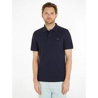 Calvin Klein Stretch Pique Slim Button Polo Shirt - Navy