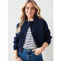 V By Very X Hattie Bourn Premium Twill Bomber Jacket - Navy