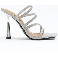 River Island Wide Fit Strappy Heeled Mule - Silver