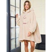 Jim Jam The Label Christmas Oh Deer Reindeer Hooded Poncho - Beige