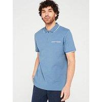 Very Man Textured Waffle Polo - Mid Blue
