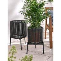 Very Home Hawaii Set 2 Planter Covers (Black)