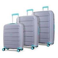 Rock Luggage Tulum Hardshell 8-Wheel Spinner Small Suitcase -Grey/Aqua