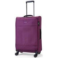 Rock Luggage Paris 8 Wheel Softshell Lightweight Medium Suitcase With Lock -Purple