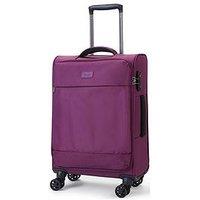 Rock Luggage Paris 8 Wheel Softshell Lightweight Small Suitcase With Lock -Purple