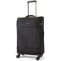 Rock Luggage Paris 8 Wheel Softshell Lightweight Medium Suitcase With Lock -Black