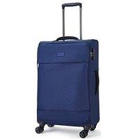 Rock Luggage Paris 8 Wheel Softshell Lightweight Medium Suitcase With Lock -Navy