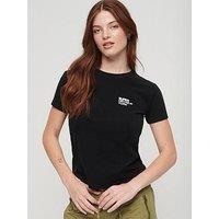 Superdry Sport Luxe Logo Fitted Cropped T-Shirt - Black