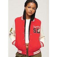 Superdry College Scripted Jersey Bomber Jacket - Red