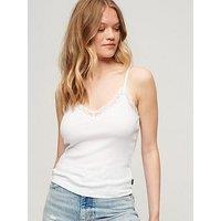 Superdry Cotton Essential Rib Lace Cami Top - White