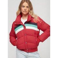 Superdry Retro Panel Short Puffer Jacket - Red